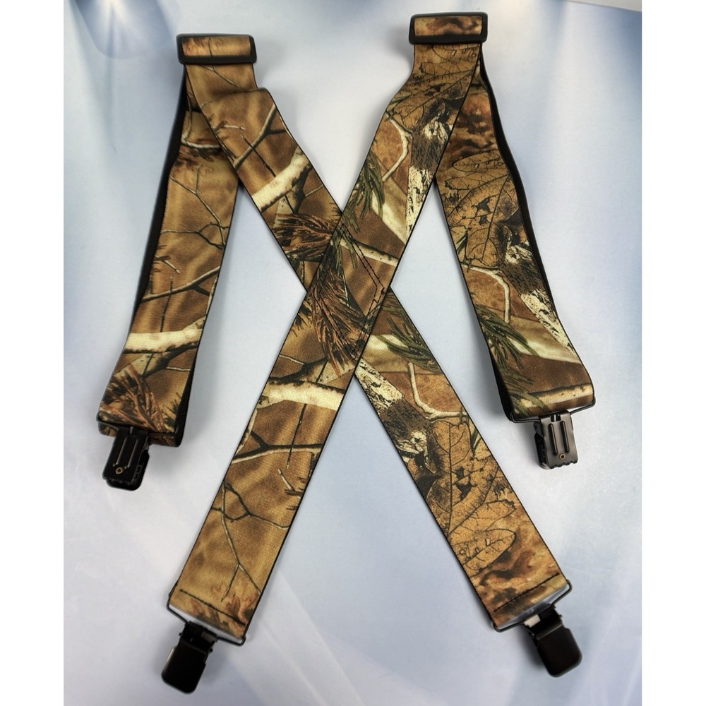 Camo Suspenders Mens Heavy Duty Elastic Strong Clips Adjustable X-Back Work New